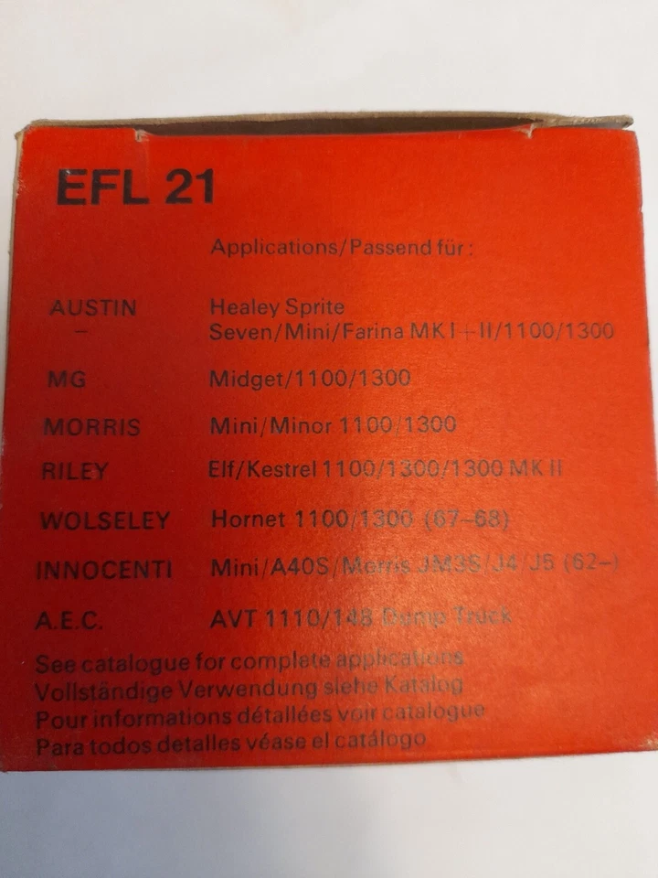 FILTRO DE ACEITE AUSTIN HEALEY MINI COOPER S EFL 21 NUEVO STOCK ANTIGUO Foto 4 de 4