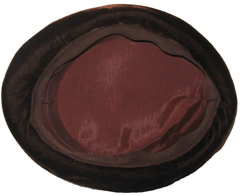 Antique Quality Brown Soft Velvet Derby Style Brimmed 2" Ribbon Hat 6 5/8 - Picture 8 of 9