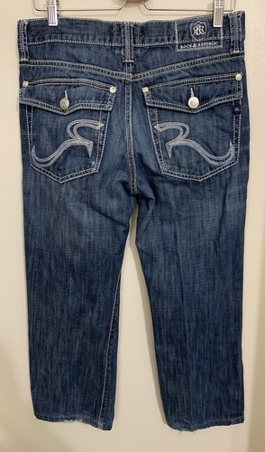 Rock & Republic Jeans Men’s 32X26 Rebellion Distressed Embroidered Thick Stitch - Picture 2 of 12