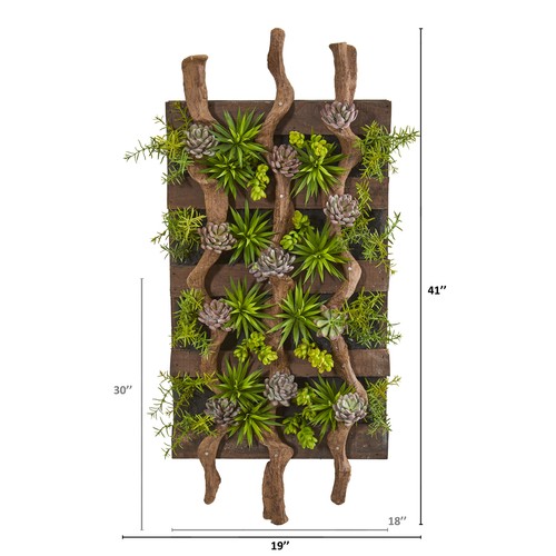 Mixed Succulent Artificial Living Wall Realistic Decor Nearly Natural 41” x 19” - Picture 2 of 2