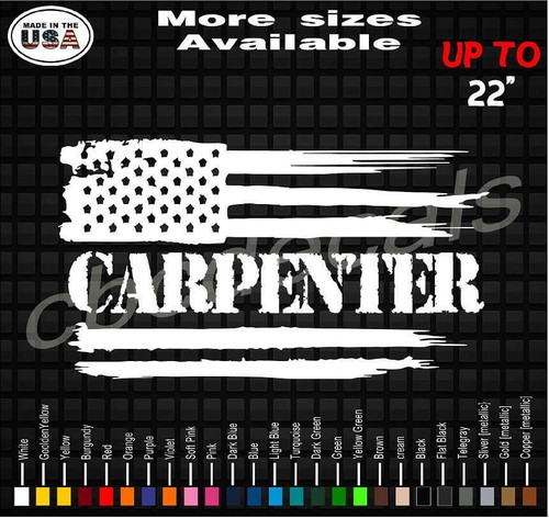 Carpenter American Flag Vinyl Decal Sticker | Carpenter Decals / Stickers - Picture 11 of 13