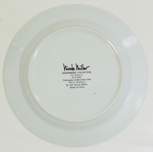Vajilla de bambú blanco Nicole Miller Sakura porcelana aperitivo plato de postre - Imagen 4 de 5