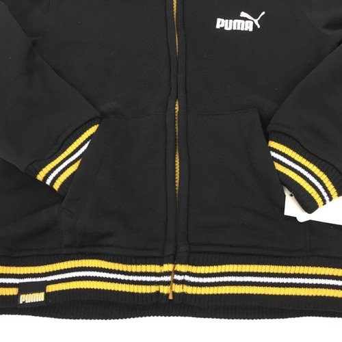 Puma Boys Hoodie Black Yelllow Full Zipper Fleece Lined Kangaroo Pocket 3T New - Bild 12 von 12