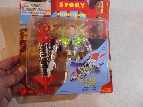 VTG Disney’s Toy Story Chrome Buzz Flying Rocket Action Figure Thinkway Toys New - Picture 7 of 12