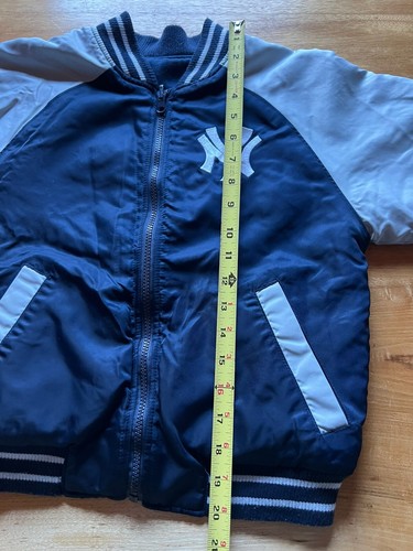New York Yankees Majestic Bomber Varsity Satin Jacket Youth Medium 8 Reversible - Picture 4 of 19