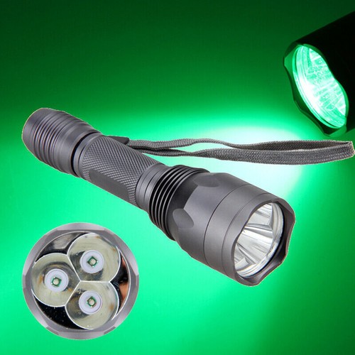 800Yards GREEN LED Tactical Hunting Flashlight USB Rechargeable Waterproof - Picture 3 of 16