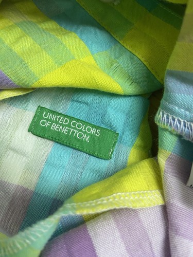 United Colors of Benetton Top Girls XL Purple Green Plaid Tie Front Racerback - Picture 3 of 9