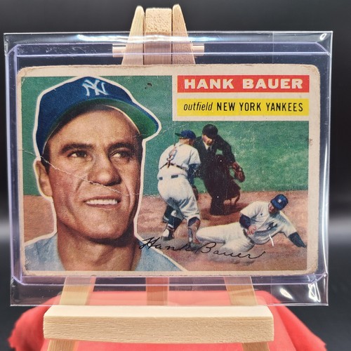 Hank Bauer 1955 Topps Baseball Card # 177 NY Yankees Nice Lower Grade Crease - Picture 5 of 10