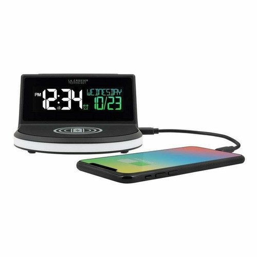 La Crosse Technology 617-148 Wireless Charging Alarm Clock with Glowing light ba - Picture 3 of 3