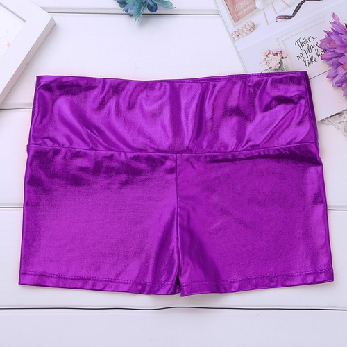 Kinder Mädchen Tanzshorts glänzende Hose Ballett Boyshort hohe Taille Hot Pant Fitnessstudio - Bild 52 von 120