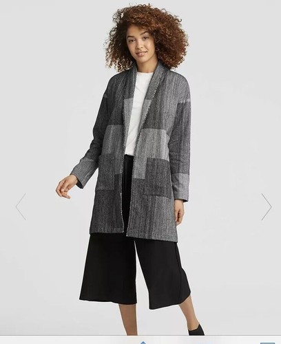 Fisher noir et bio coton blanc à col de châle Kimono Veste en Eileen xwZqB7gC