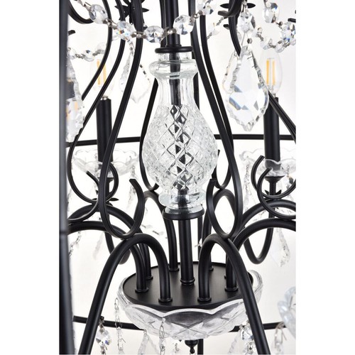 Black Globe Crystal Chandelier Ceiling Light Fixture Dining Room Lighting 32 in - Picture 6 of 9
