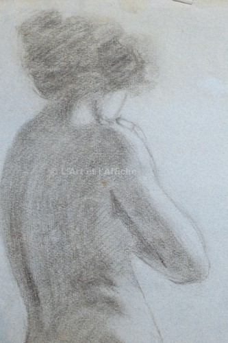 DESSINS au fusain, 2 ÉTUDES DE NU féminin cir. 1918 Charcoal Drawing female nude - Picture 4 of 4