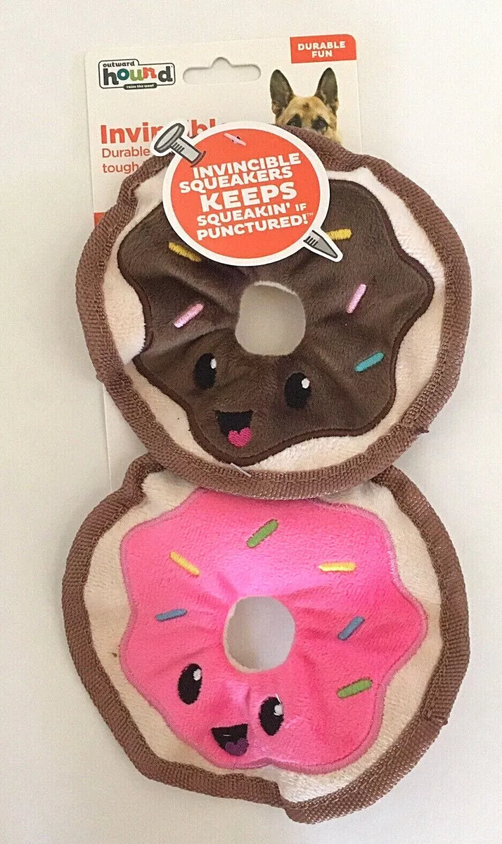 Outward Hound Invincible Dog Toy 2 DONUTS Squeaky DURABLE NO