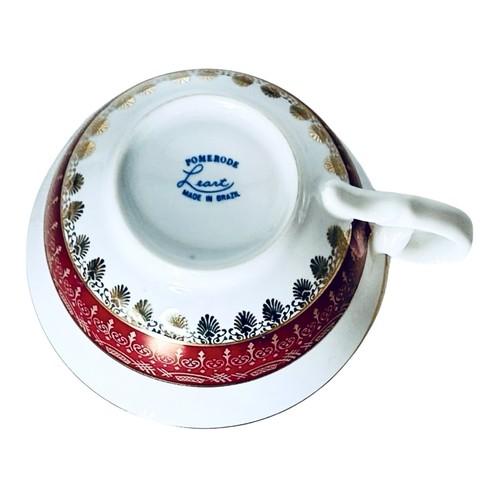 Leart Pomerode Brazil Red Gold Fiigree Porcelain Cup & Saucer Set NEW - Picture 10 of 11