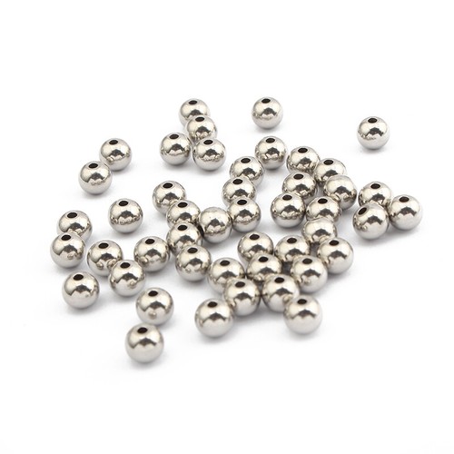 50Pcs Stainless Steel Round Ball Sliders Spacer Beads fit 1mm 1.5mm Round Cord - Picture 5 of 14