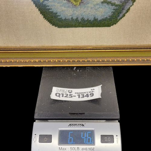 Vintage Needlework Embroidery Floral Bouquet Art Framed Wall Decor Needlepoint - Picture 8 of 10
