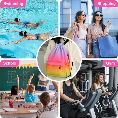 Drawstring BagsWaterproof Swimming Bags Unisex Sports Backpacks for Kids Adult - Picture 7 of 19
