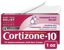 Cortizone 10 Maximum Strength Feminine Itch Cream, 1% Hydrocortisone, 1 oz.