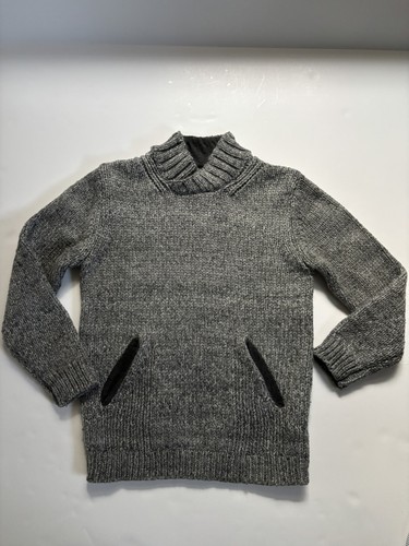 Zara Chunky Knit Boys Kids Gray Sweater Wool Blend Sz 9-10 (140 CM) Pockets VGUC - Picture 2 of 9