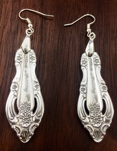 Spoon Earrings Vintage Oneida Community Artistry Silverware Plate Jewelry - Bild 9 von 10