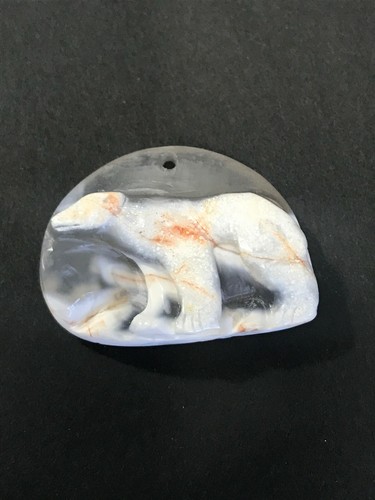Finely Carved White & Clear POLAR BEAR Stone Pendant or Other Use – 1.5 x 1 and  - Picture 1 of 10