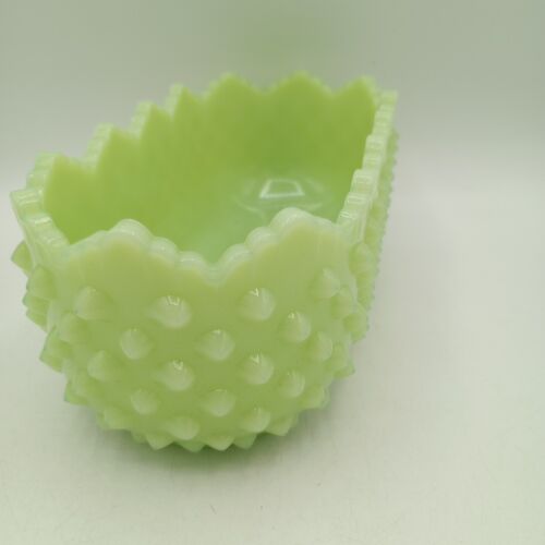 Fenton Jadeit undurchsichtig Hobnail Pflanzgefäß UV-REAKTIV leuchtet Vintage HTF SELTEN - Bild 4 von 16