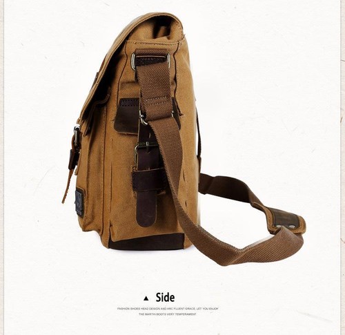 Military Canvas Leather Shoulder Satchel Crossbody Casual Bag Men Messenger Bags - Picture 18 of 38