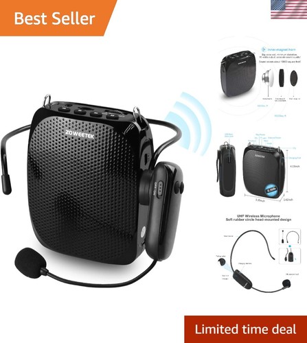 Voice Amplifier for Teachers with 2 Microphones, Wireless Voice Amplifier Mic...