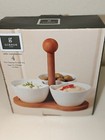 Gibson Home 4 Piece Dipping Set 3 bowls and wooden Tray NEW Holiday service NIB
