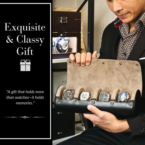 Leder Uhrenrolle Reiseetui Leder Uhrenetui für Herren Mirage Uhrenrolle Geschenk - Bild 29 von 116