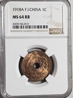 French Indochina 1 Cent 1918A NGC MS 64 RB