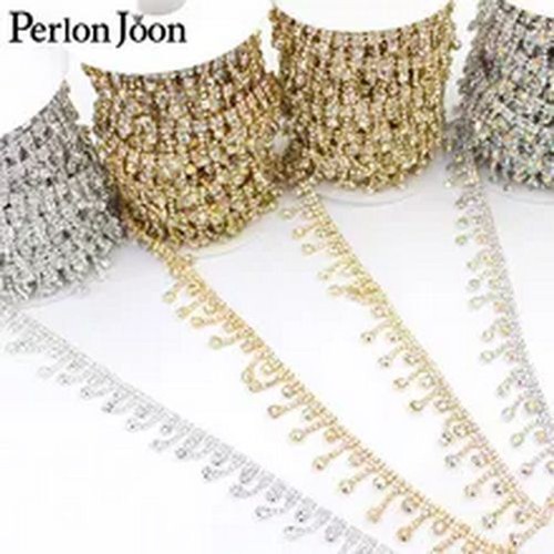 Short Tassel Pendant Rhinestone Trim Lace Bag Dress Sewing Accessory Laces 1yard - Picture 5 of 16
