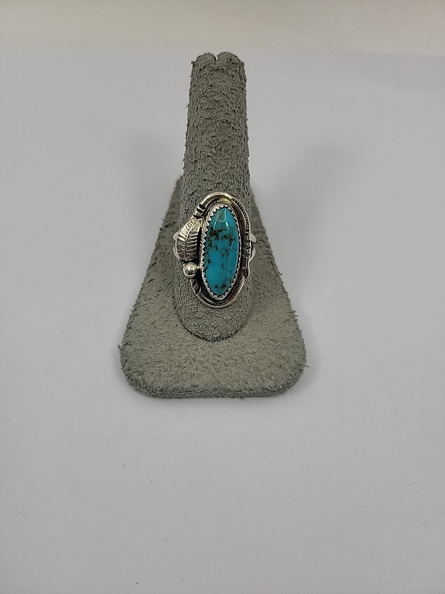 Vintage Clayton Tom Sterling Silver & Turquoise Ring Navajo