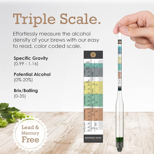 Hydrometer - for Home Brew Beer, Wine, Mead and Kombucha - Deluxe Triple Scale S - Picture 2 of 13