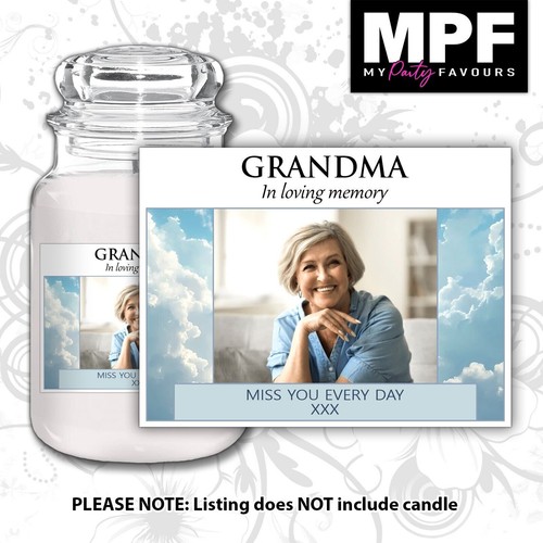 Personalised Memorial Photo Candle Label Sticker - In loving memory Funeral Wake - Picture 8 of 21