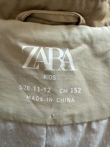 Zara Youth Girls Khaki Tan Belted Trench Coat Rain Resistant Lined Size 11/12 - Picture 2 of 7