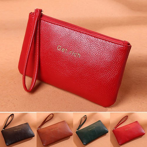 Solid PU Leather Zip Coin Wallet Key Chain Purse Change Pouch Card Cash Holder#~ - Picture 2 of 20