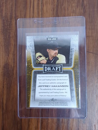 2020 Leaf Draft Retail Autographs Jeffrey Hakanson Tampa Bay Rays - Imagen 2 de 2