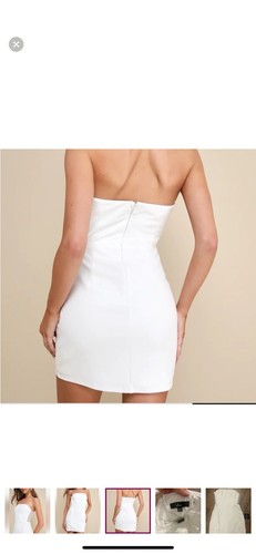 Neu mit Etikett Lulus trägerloses Midikleid Loving The Feeling weiß trägerlos figurbetont Größe L - Bild 10 von 12