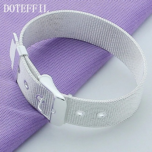Pulsera de red de 14 mm de plata de ley 925 DOTEFFIL joyería de moda - Imagen 2 de 4