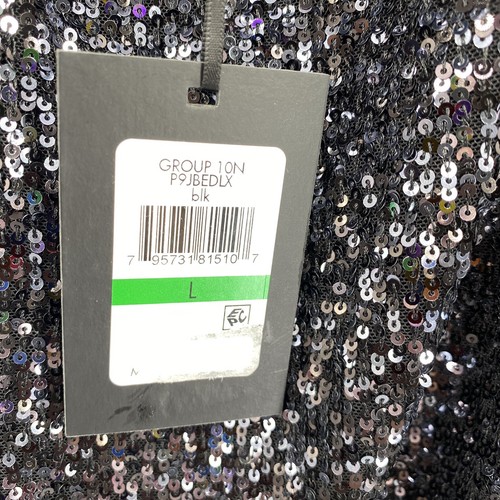 DKNY sequined party cocktail dress size large black NWT stretch adjustable strap - Picture 8 of 9