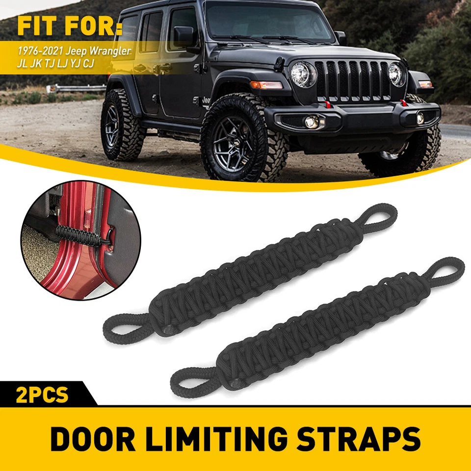 2x correas limitadoras de puerta de alta resistencia para Jeep Wrangler 1976-2021 JL JK TJ LJ YJ CJ Foto 2 de 4