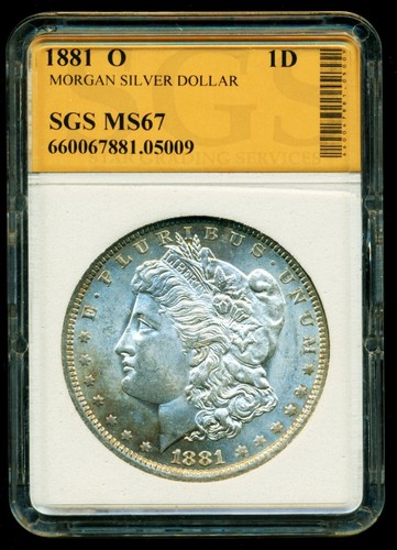 USA: 1881 O Morgan Silver Dollar, Certified High Grade Mint State - Bild 1 von 2