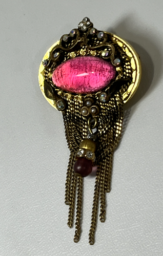 Broche alfiler hecho a mano en tono dorado Marena Alemania alrededor de los años 80 - Imagen 3 de 7