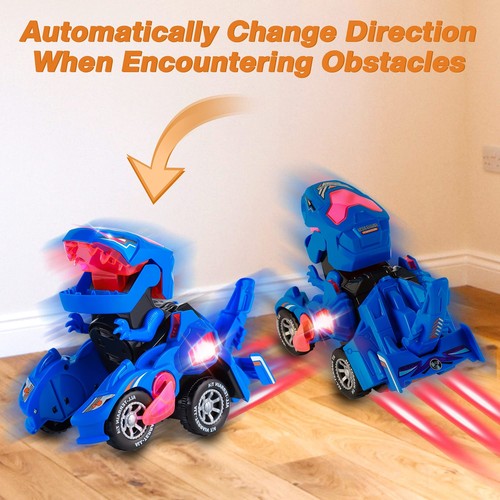 Dinosaur Toys for Kids 3-5: Transforming Dinosaur Car Toy with Light Blue-1 - Picture 2 of 7