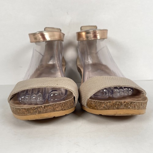 Sandalias de cuña Naot Pixie para mujer talla 41 EE. UU. 10 zapatos con correa al tobillo de cuero beige - Imagen 3 de 9