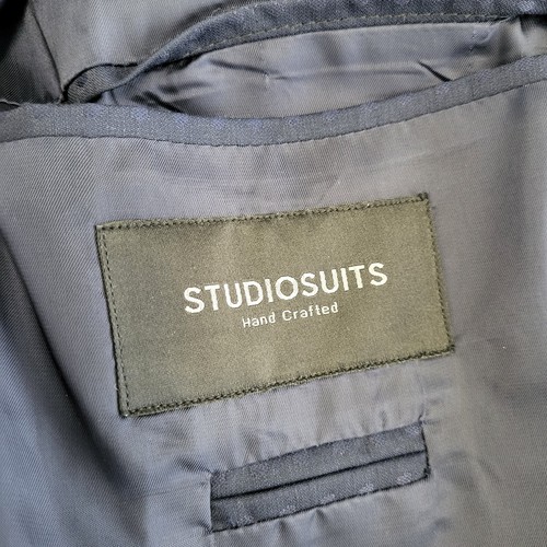 StudioSuits Blazer Mens 54L Blue Superfine Wool Open-Front Dinner Jacket - Picture 4 of 13