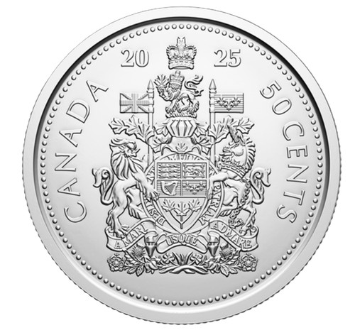 Canada 2025, King Charles III, Canadian 50 Cent, Half Dollar Coin from Roll, BU