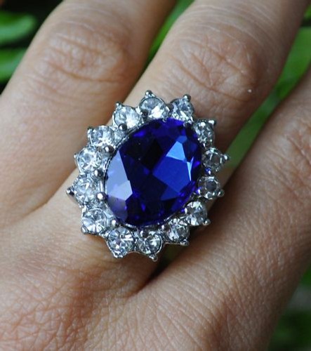 Lady Diana's Ring Verlobungsring Kate William royal blau silber-farbig - Bild 3 von 6